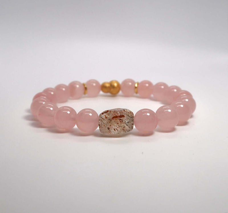 Natural Horse Pink Crystal Sterling Silver Bracelet - DXbracelet