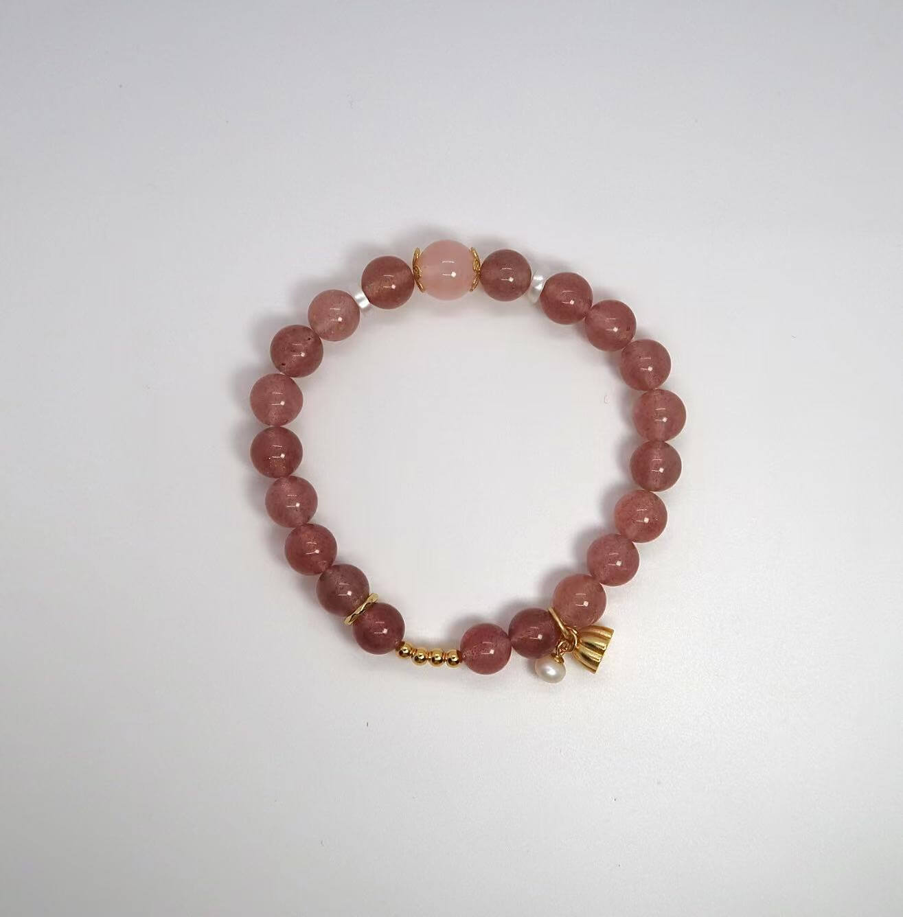 Natural Strawberry Quartz Bracelet Sterling Silver Bracelet - DXbracelet
