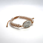 New Egg-Shaped Howlite Stone Bracelet - Adjustable Handwoven Double Strand - DXbracelet