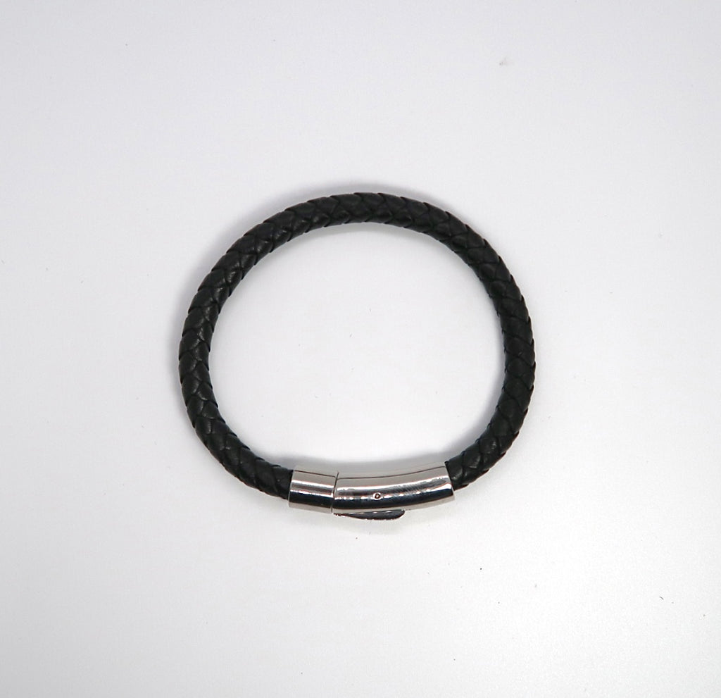 Contemporary Woven Leather & Titanium Steel Cuff Bracelet - Waterproof Unisex Bangle - DXbracelet