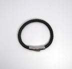 Contemporary Woven Leather & Titanium Steel Cuff Bracelet - Waterproof Unisex Bangle - DXbracelet