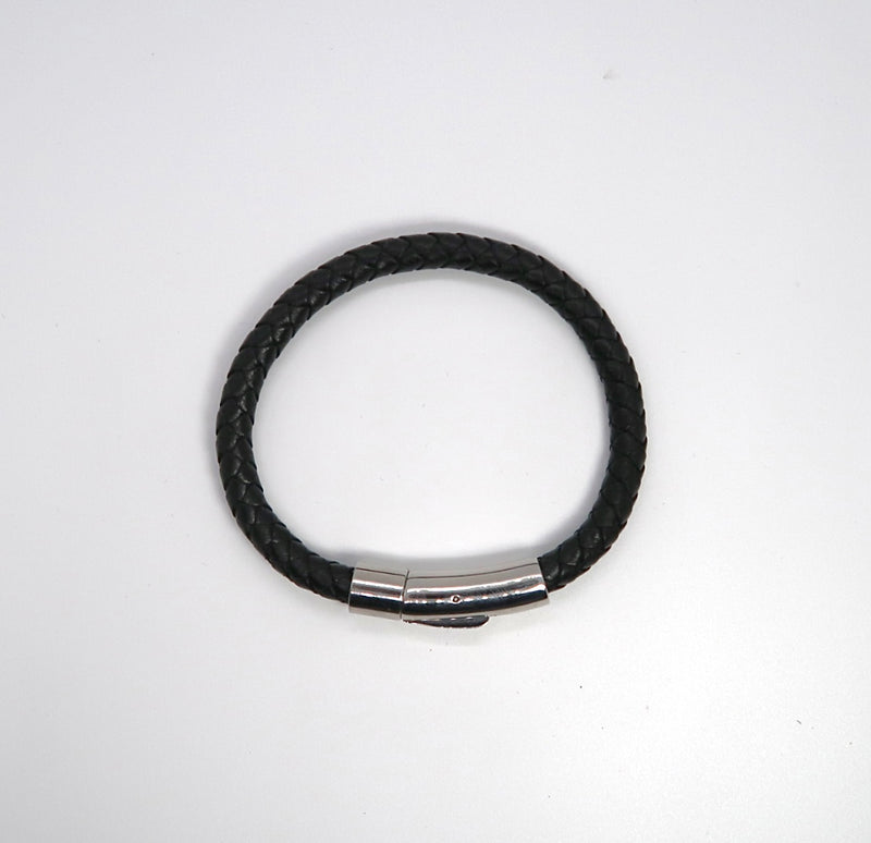 Contemporary Woven Leather & Titanium Steel Cuff Bracelet - Waterproof Unisex Bangle - DXbracelet