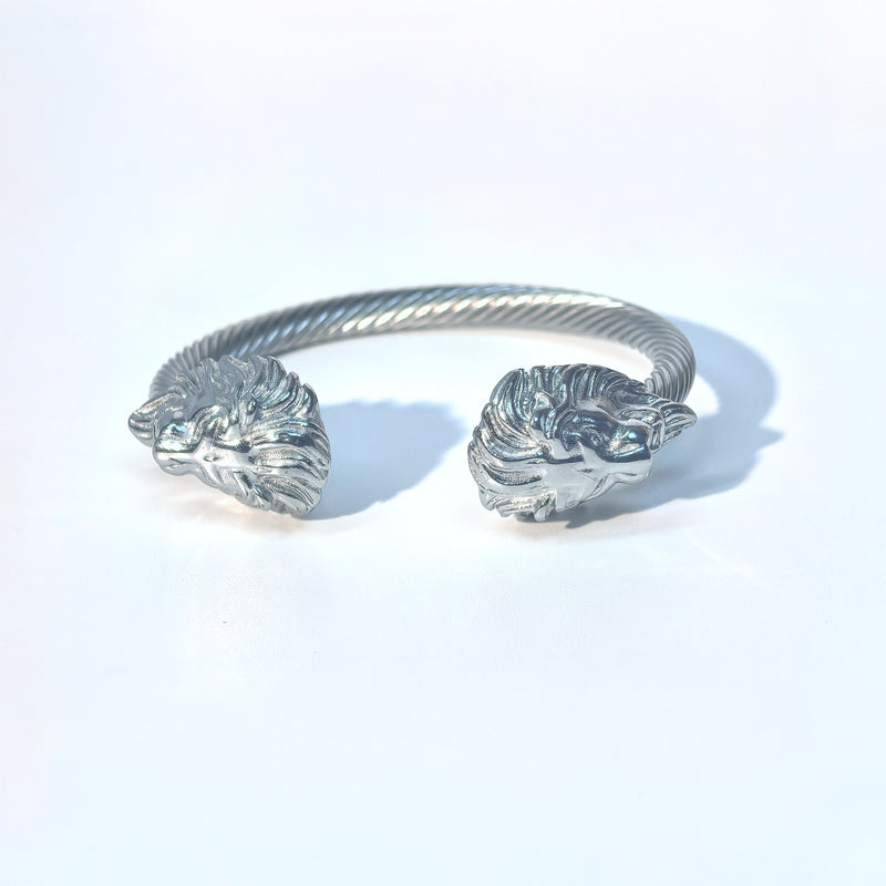 Men's Dragon Head Titanium Steel Cuff - Edgy Punk Accessory - DXbracelet