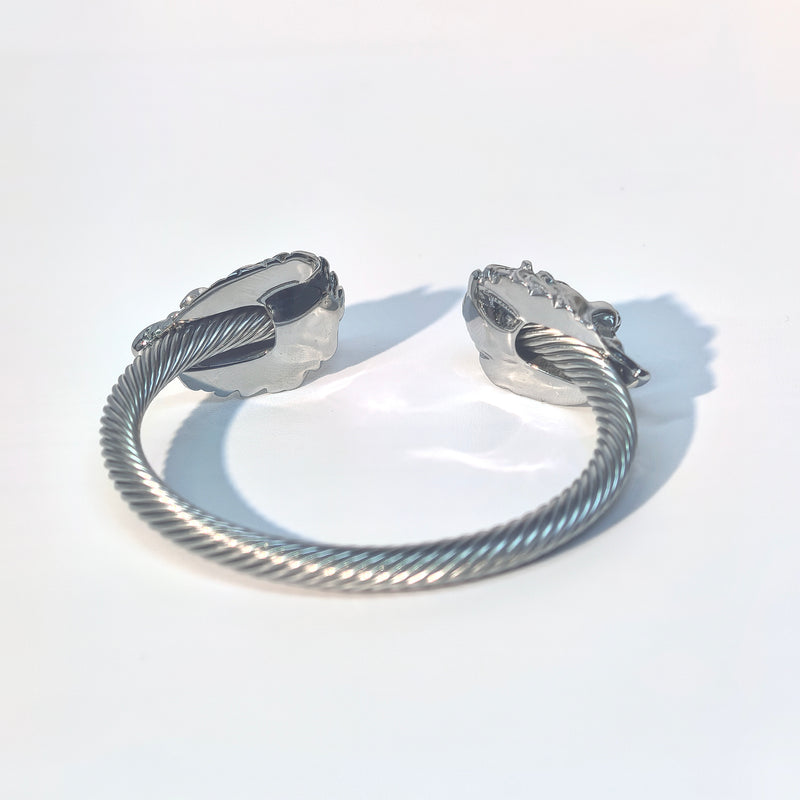 Men's Dragon Head Titanium Steel Cuff - Edgy Punk Accessory - DXbracelet