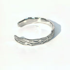 Organic Texture Hinged Bangle - Asymmetrical Minimalist Style - DXbracelet