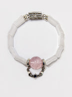 Pink Quartz & White Phantom Pearl Link Bracelet