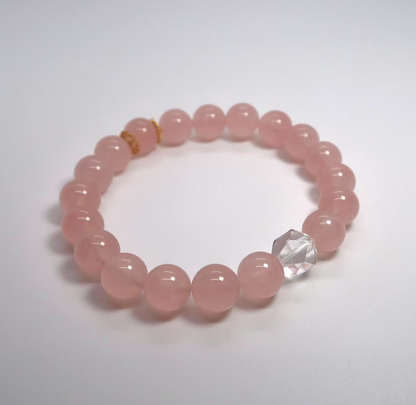 Sterling Silver Citrine & Rose Quartz Bracelet with Cut Clear Quartz