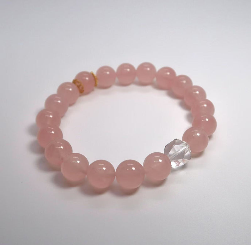 Sterling Silver Citrine & Rose Quartz Bracelet with Cut Clear Quartz