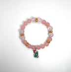 Bracelet de Noël en quartz rose et lavande avec breloque ours