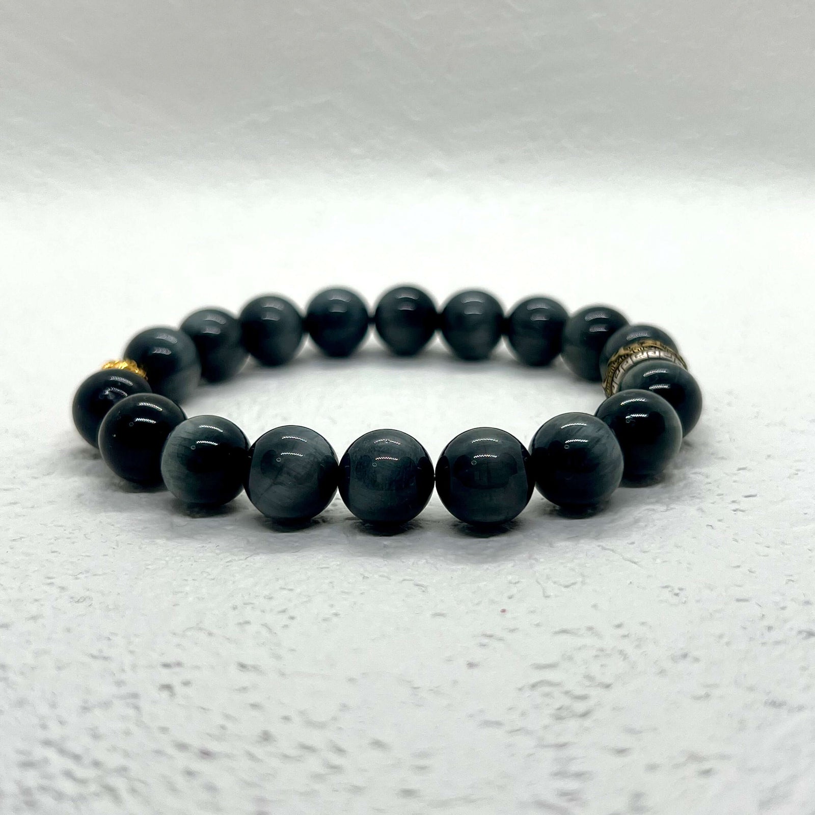 Natural Hawkeye Stone Sterling Silver Bracelet - DXbracelet