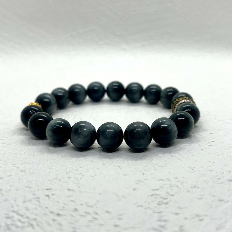 Natural Hawkeye Stone Sterling Silver Bracelet - DXbracelet