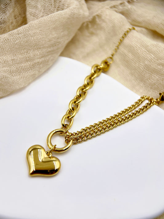 Bracciale vintage con ciondolo a forma di cuore in oro misto | Gioielli audaci per donna | Idea regalo di ringraziamento premurosa