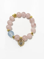 Rose Quartz Aqua Gold Beads Bracelet