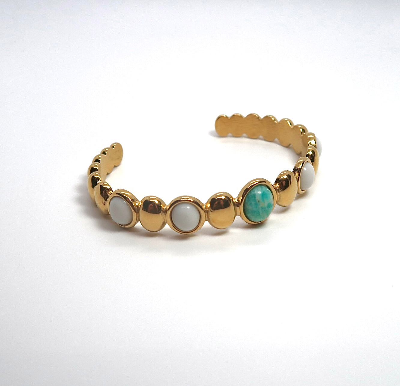 Popular Oval Gem Titanium Bracelet - Natural Stone Open Bangle - DXbracelet