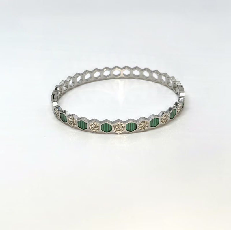 Emerald Honeycomb Mud Diamond Titanium Steel Bracelet - DXbracelet