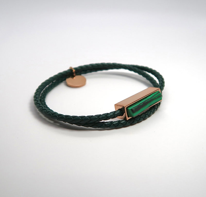 Double loop braided leather bracelet - Laser engraved bracelet - DXbracelet