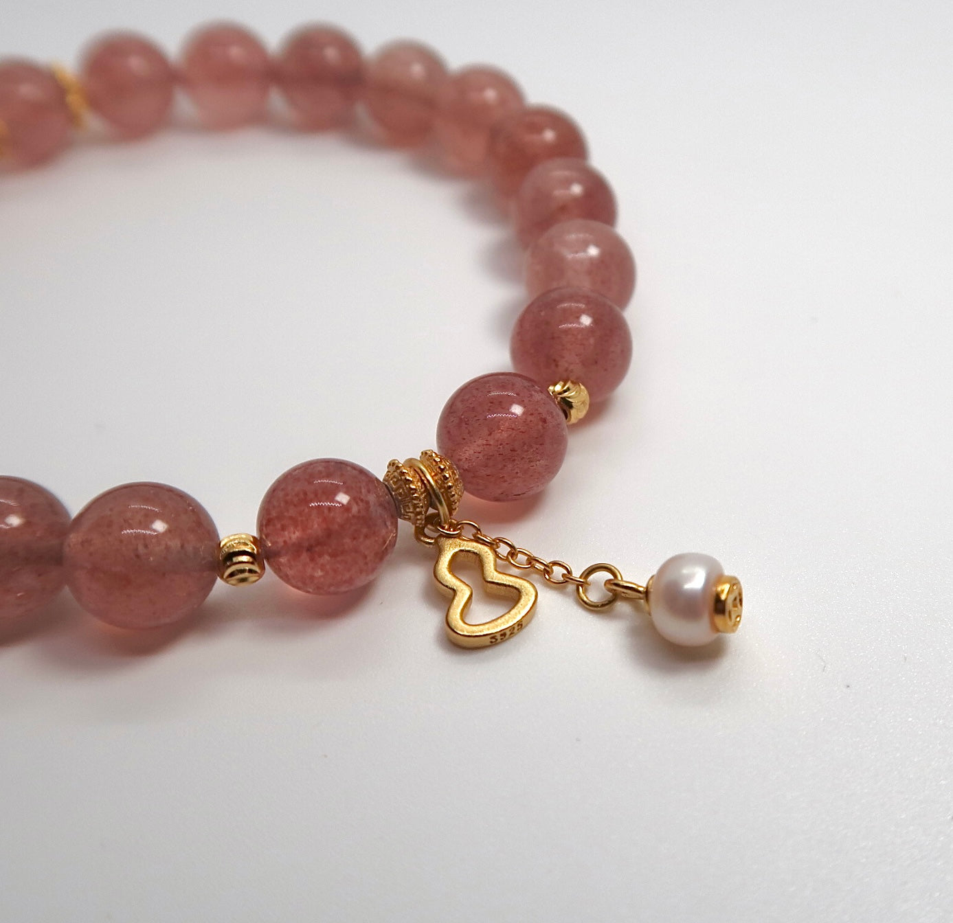 Strawberry Crystal Freshwater Pearl Silver Bracelet - DXbracelet