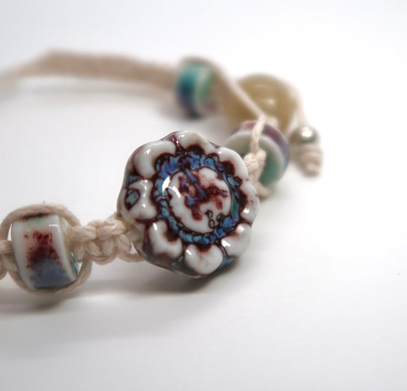 Ethnic Handwoven Ceramic Bracelet - Vintage Folk Art Design - DXbracelet