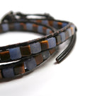Best-Seller Women's Braided Leather Bracelet with Mixed Natural Stones - DXbracelet