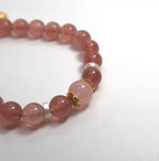 Natural Strawberry Quartz Bracelet Sterling Silver Bracelet - DXbracelet