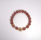 Strawberry Quartz & Rose Quartz Gold-Plated Bracelet with Zirconia - DXbracelet