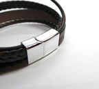 Mens Braided Leather Cross Bracelet - Handcrafted Mens Leather - DXbracelet