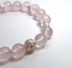 Natural Moissanite Rose Quartz Sterling Silver Bracelet - DXbracelet