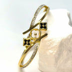 Light luxury zircon four-leaf clover titanium steel bracelet - DXbracelet