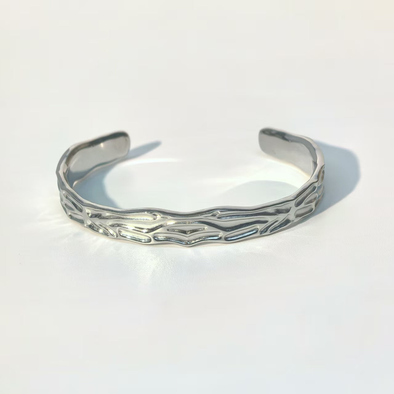 Organic Texture Hinged Bangle - Asymmetrical Minimalist Style - DXbracelet