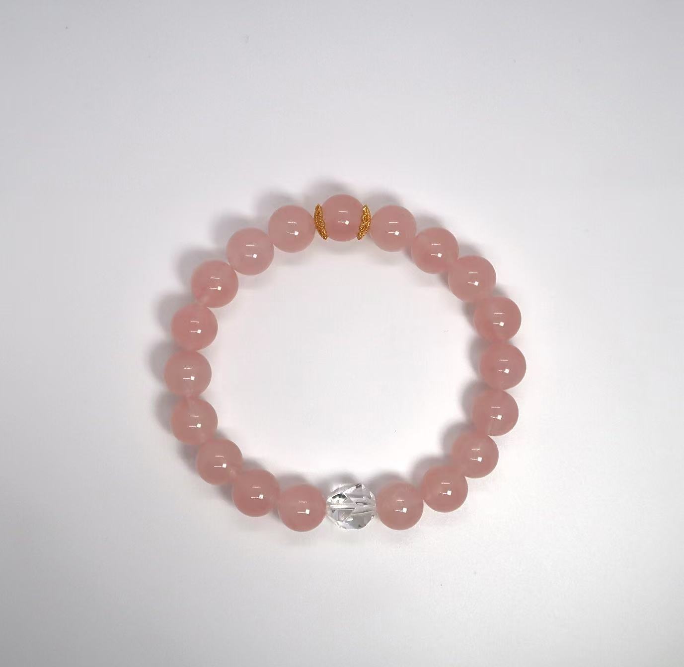 Sterling Silver Citrine & Rose Quartz Bracelet with Cut Clear Quartz