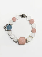 Rose Quartz, White Phantom Quartz, and Blue Chalcedony Tricolor Guardian Bracelet