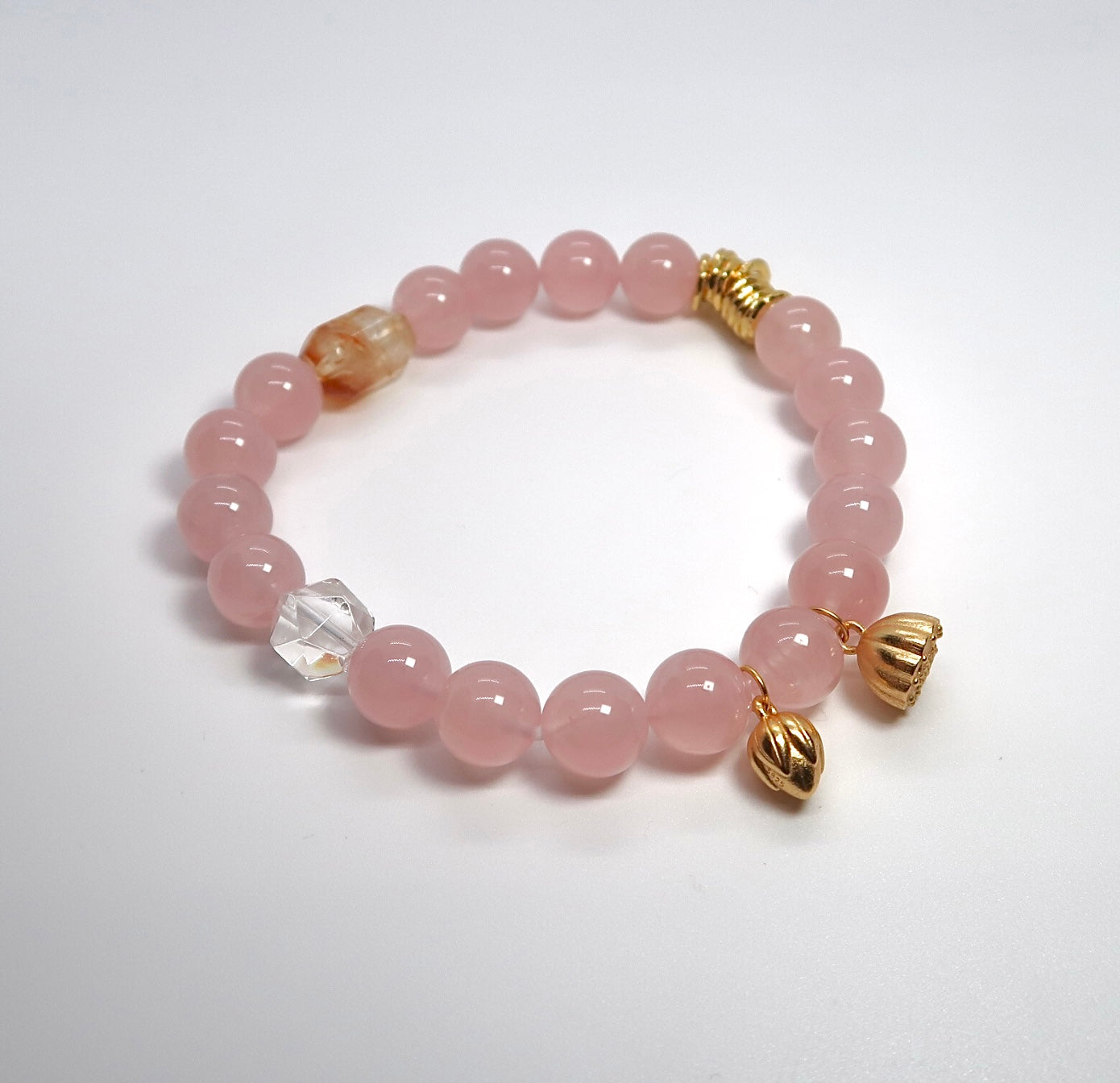 Rose Quartz&Citrine&White Quartz Sterling Silver Bracelet - DXbracelet