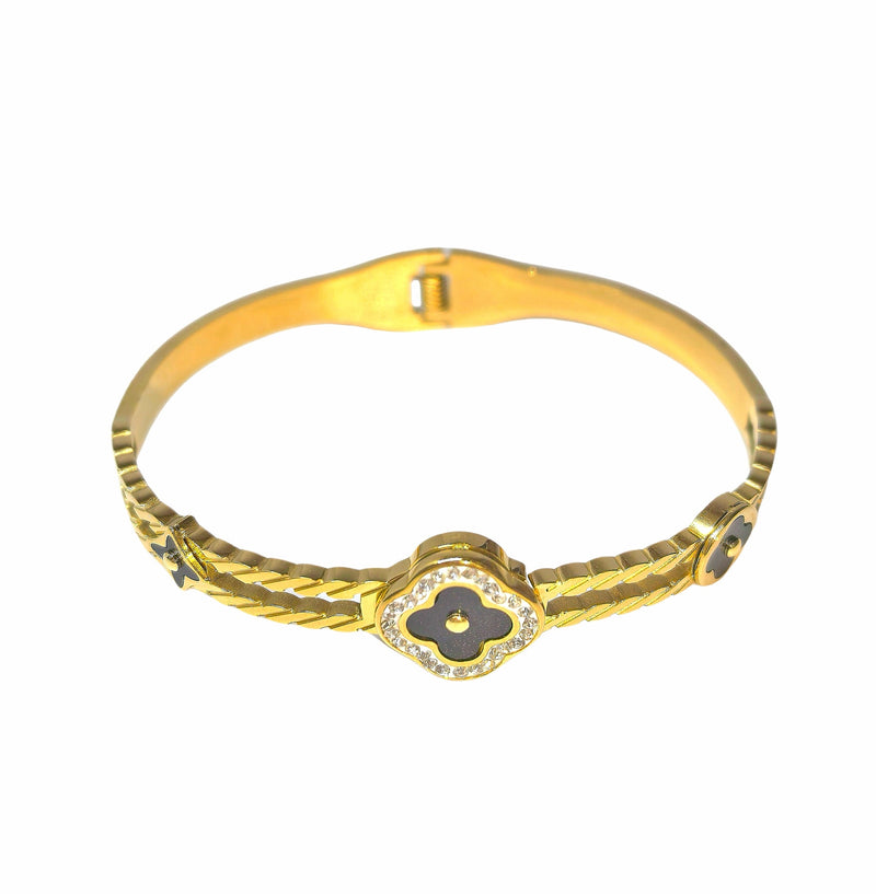 Four-leaf clover zircon titanium steel bracelet - DXbracelet