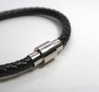 Minimalist Braided Leather Bracelet for Men with Magnetic Clasp - DXbracelet