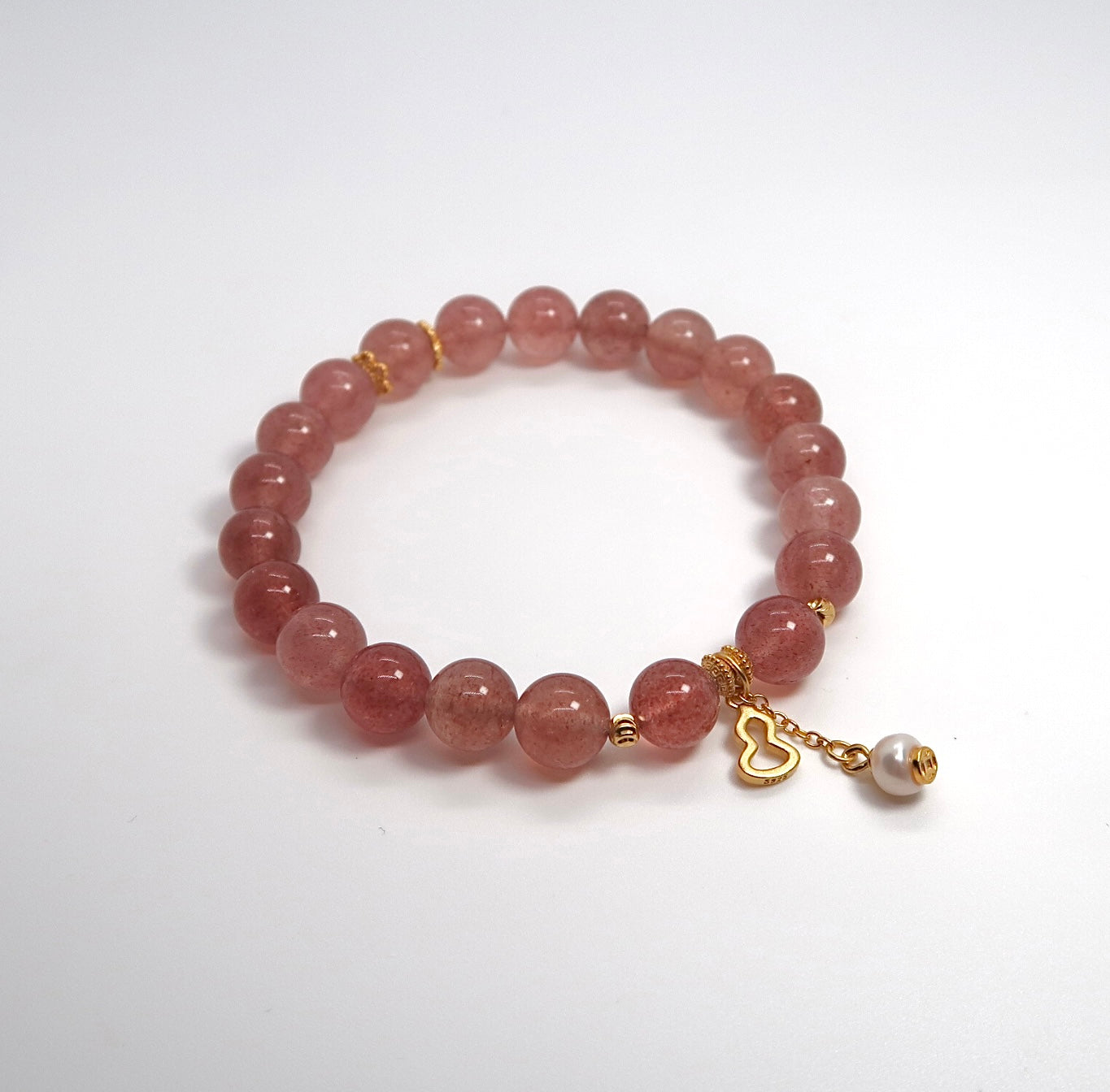 Strawberry Crystal Freshwater Pearl Silver Bracelet - DXbracelet