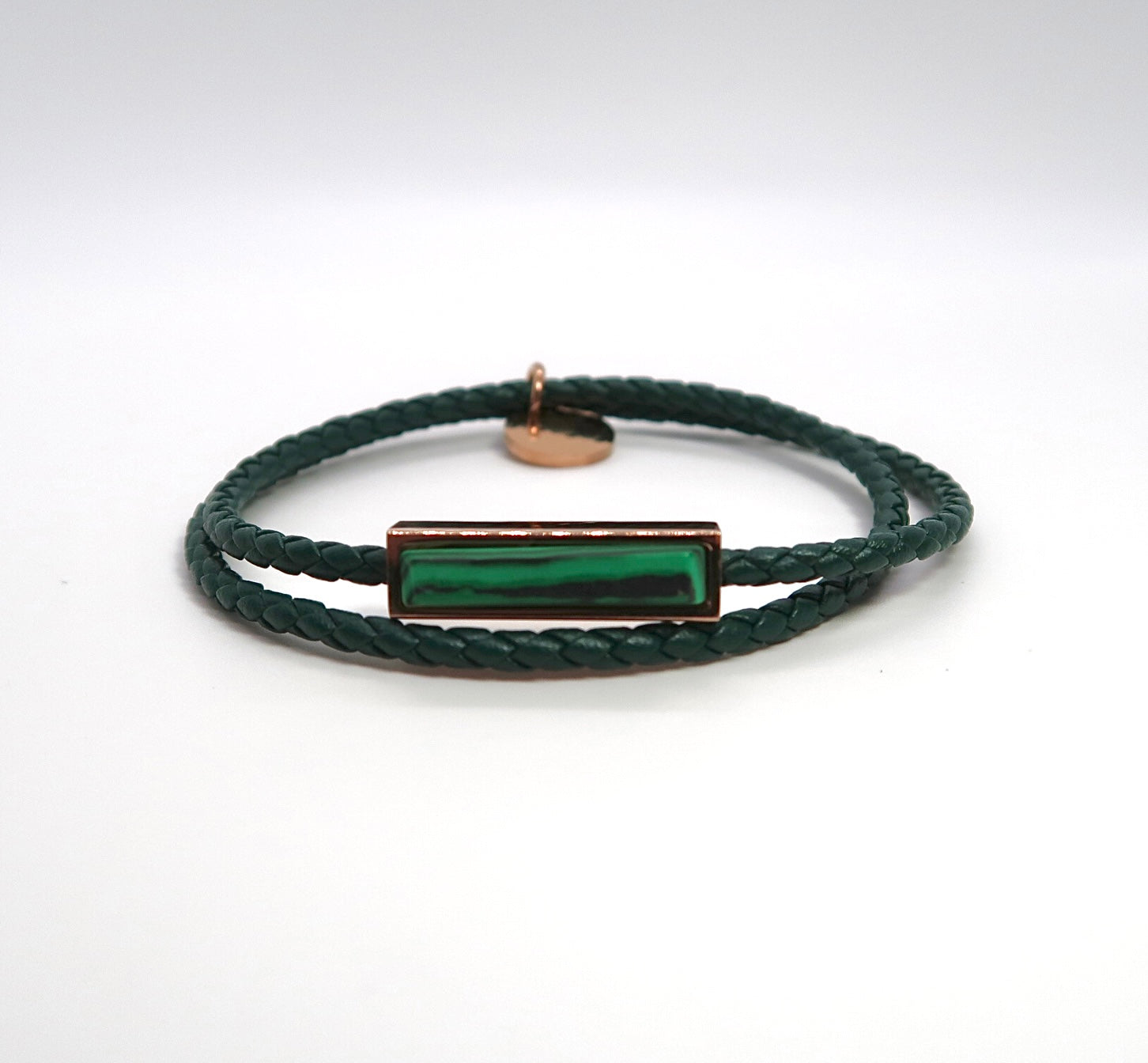 Double loop braided leather bracelet - Laser engraved bracelet - DXbracelet