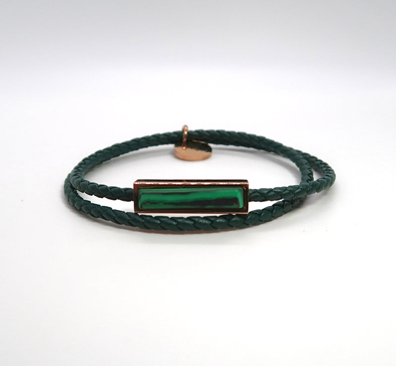 Double loop braided leather bracelet - Laser engraved bracelet - DXbracelet