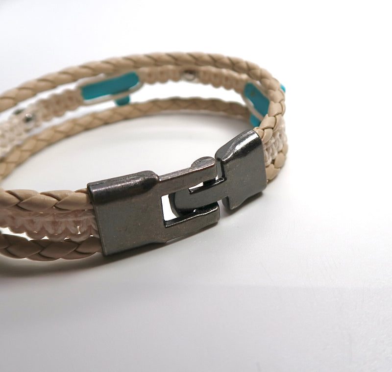 Hand-woven layered leather cross bracelet - with adjustable knot clasp - DXbracelet