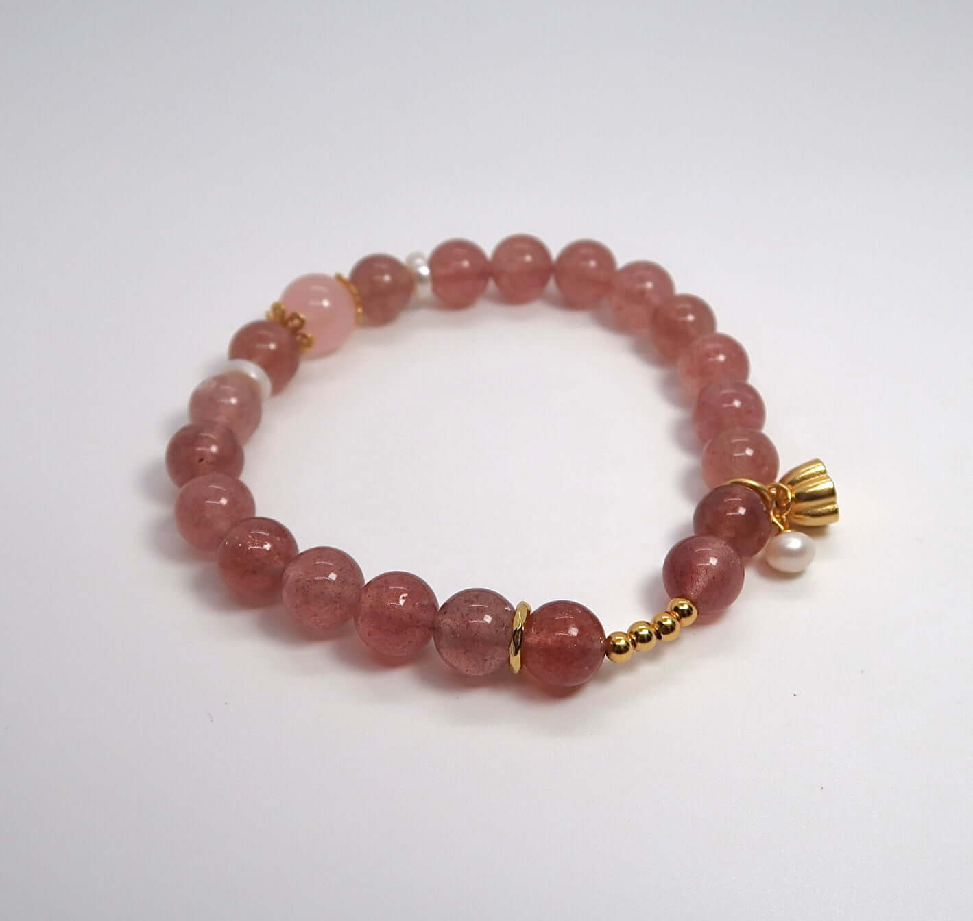 Natural Strawberry Quartz Bracelet Sterling Silver Bracelet - DXbracelet