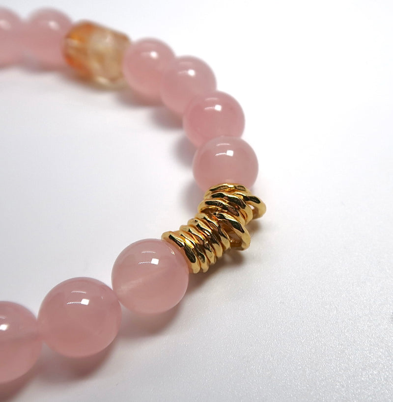 Rose Quartz&Citrine&White Quartz Sterling Silver Bracelet - DXbracelet