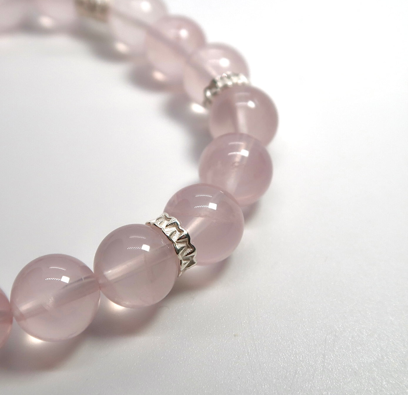 Natural Moissanite Rose Quartz Sterling Silver Bracelet - DXbracelet