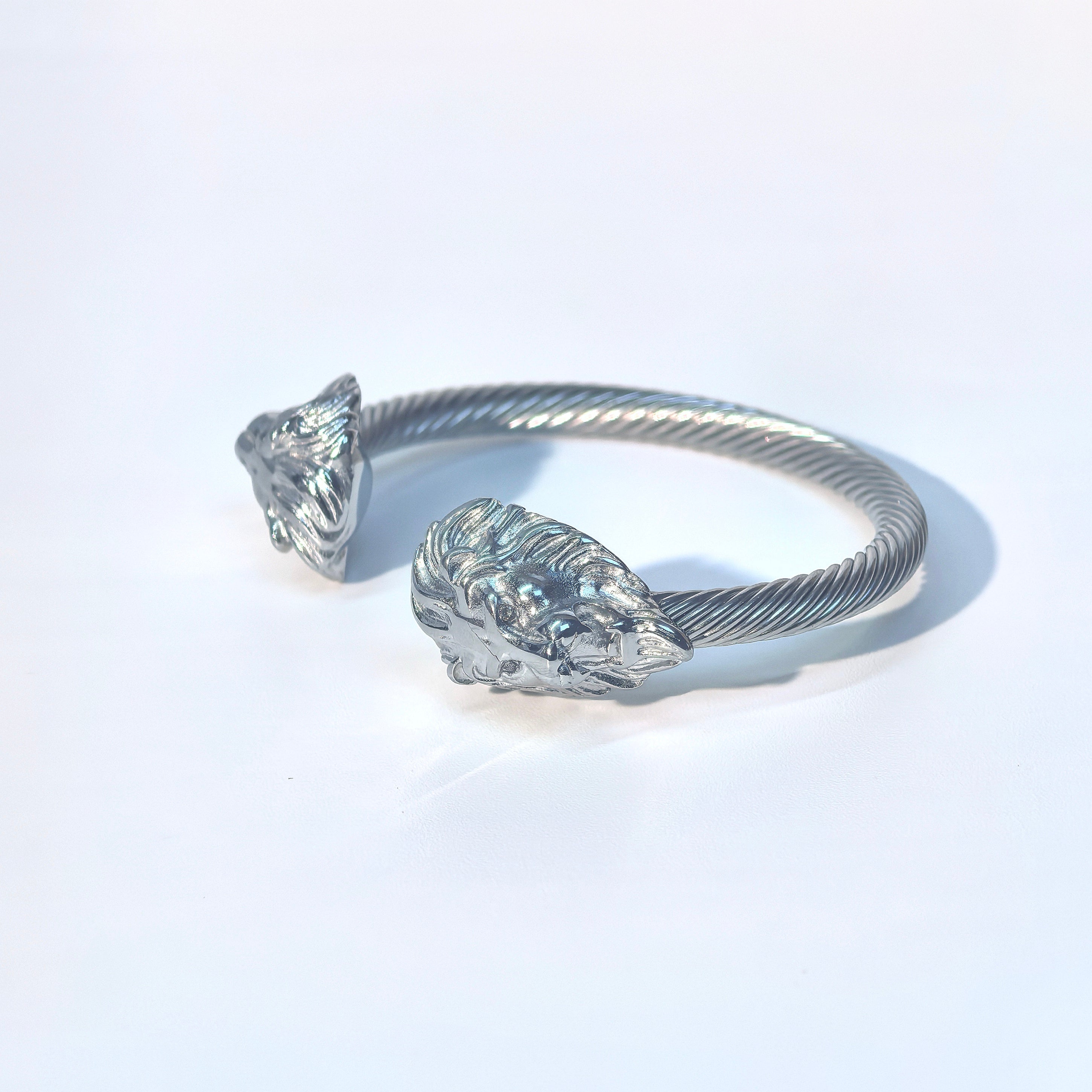 Men's Dragon Head Titanium Steel Cuff - Edgy Punk Accessory - DXbracelet
