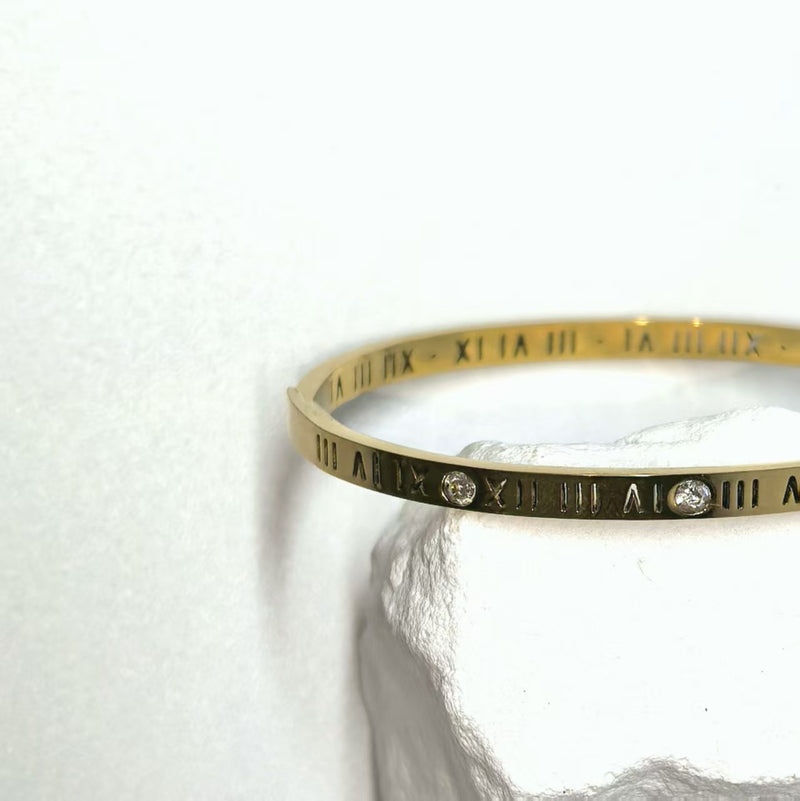 Light Luxury Zirconia Roman Numeral Titanium Steel Bracelet - DXbracelet