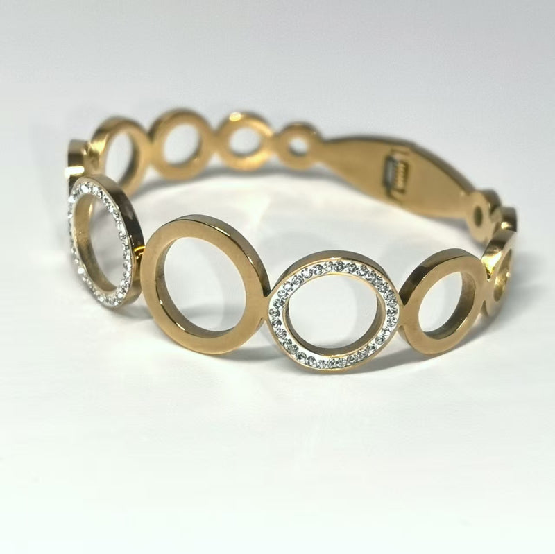 High-grade ring-shaped zircon titanium steel bracelet - DXbracelet