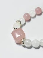 Rose Quartz, White Phantom Quartz, and Blue Chalcedony Tricolor Guardian Bracelet