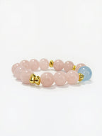 Rose Quartz Aqua Gold Beads Bracelet