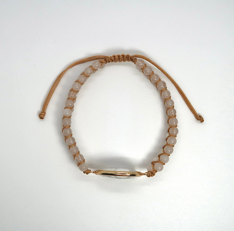 New Egg-Shaped Howlite Stone Bracelet - Adjustable Handwoven Double Strand - DXbracelet