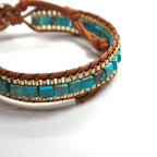 Multi-Color Square Imperial Jasper Woven Bracelet - Vintage - DXbracelet