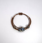 Original Vintage Ceramic Bracelet - Tribal Pattern Braided Cord - DXbracelet