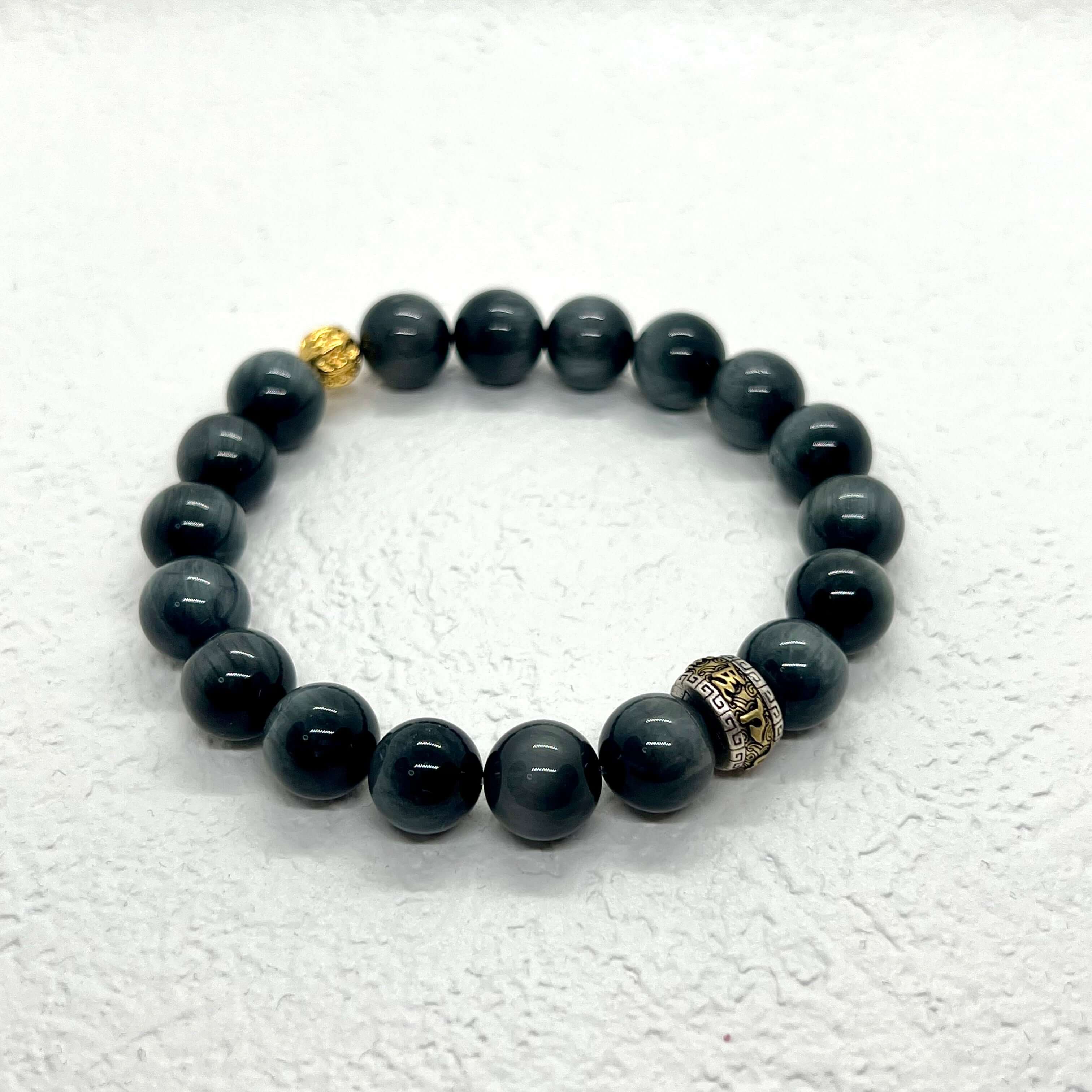 Natural Hawkeye Stone Sterling Silver Bracelet - DXbracelet